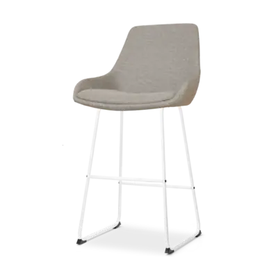 Nolon Nino-Isa Barkruk Warm Grijs - Stof - Wit Onderstel - 75 cm
