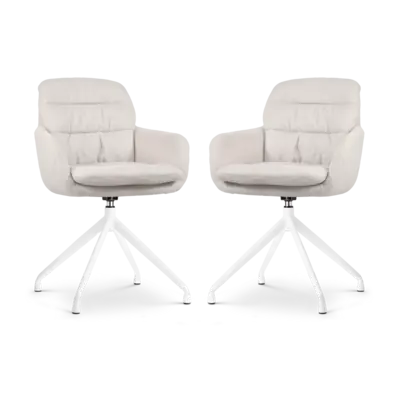 Nolon Nola-Mia Draaibare Eetkamerstoelen Beige - Wit - set van 2