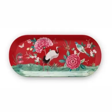 PiP Studio Blushing Birds Taartschaal Red (33,3 x 15,5 cm)