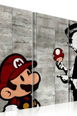 Schilderij - Banksy Mario Bros