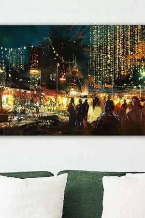 A Night At the Fira Canvas schilderij