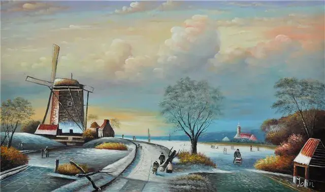 Schilderij “Schaatsen in de polder”