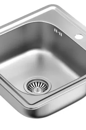 Aquadesign Basic vierkante RVS spoelbak 48x48cm opbouw met kraangat 1208956284