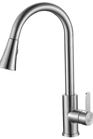 Aquadesign Caen Round keukenmengkraan RVS met uittrekbare kraanuitloop